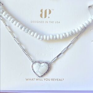 Bomb Party Luxe Layers The Aurora Set White Heart Pendant Necklace